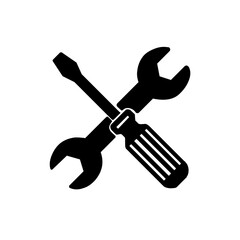 Wrench and Screwdriver Repair Tools Silhouette Vector Icon