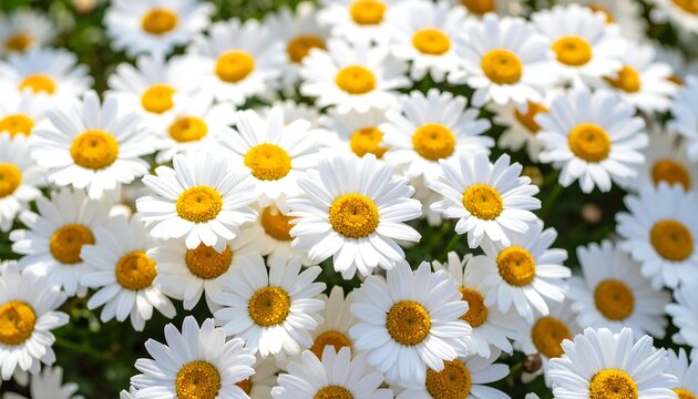 White daisy flowers in full bloom - Powered by Adobe