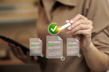 Document Verification Process with Approved Checklist on Digital Tablet