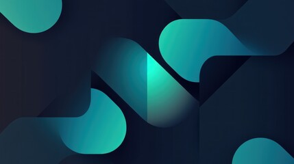 A minimalist abstract design with clean gradients of dark blue and teal, with soft glowing highlights and smooth transitions between colors