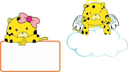 cute little leopard baby angel cartoon pack colletion in vector fornat