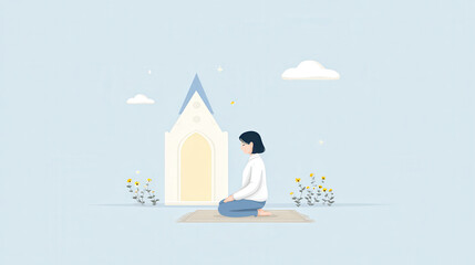 Obraz premium serene and uplifting scene illustrating power of christian prayer in enhancing mental health