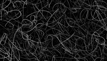 Seamless abstract chaotic ink pen or marker scribble background texture. Hand drawn fun playful trendy childish squiggly doodle drawing line art backdrop.