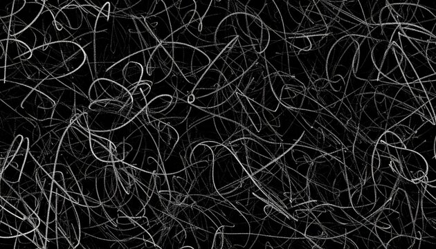 Seamless abstract chaotic ink pen or marker scribble background texture. Hand drawn fun playful trendy childish squiggly doodle drawing line art backdrop.