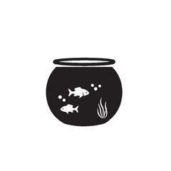Fish Bowl with Fish Silhouette on White Background – Vector Illustration for Aquatic Life, Home Decor, and Childhood Nostalgia Concepts