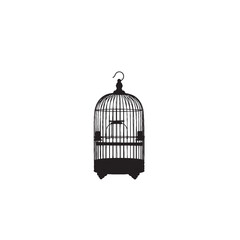 Bird Cage Silhouette on White Background – Vector Illustration for Freedom, Vintage Decor, and Emotional Symbolism Themes