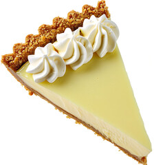 Slice of Creamy Lemon Pie with Whipped Topping and Crumbly Crust