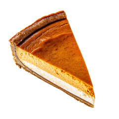 Slice of Layered Pumpkin Cheesecake with Gingersnap Crust