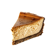 Slice of Cheesecake with Gingersnap Crust and Caramel Topping