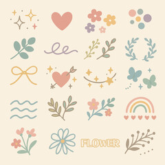 Simple Floral Decorative Elements – Vector Illustration