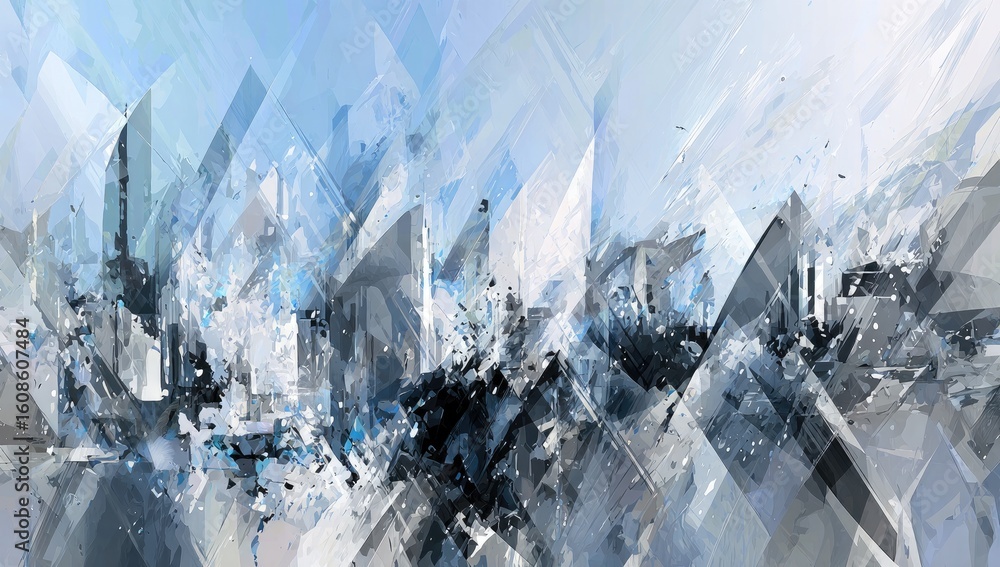 Poster abstract cityscape with fragmented architecture