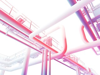 Abstract infrastructure with pipes and walkways