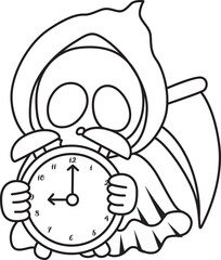 Illustration of cute skull ghost icon.
Funny skull ghost in activities stickers.
Angel of death cute elements.