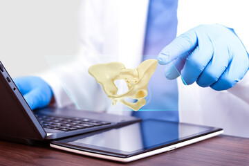 Orthopedic surgeon using artificial intelligence technology on a laptop for pelvic and sacral...