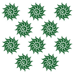 Pakistan Independence Day Vector – Green Crescent Star Sun Pattern Design
