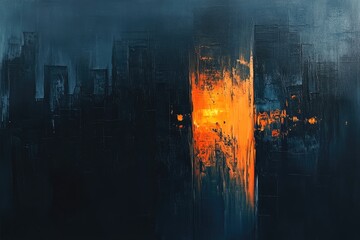 Abstract urban cityscape, dark and orange