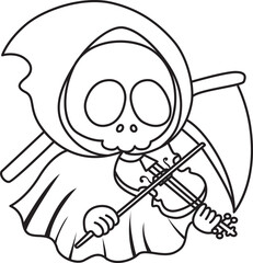 Illustration of cute skull ghost icon.
Funny skull ghost in activities stickers.
Angel of death cute elements.