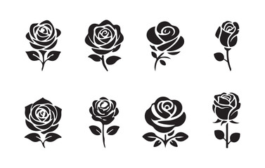 Vintage Rose Flower Silhouettes – Elegant Botanical Design Elements