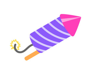 A vibrant cartoon party popper with lit fuse, for festive designs.