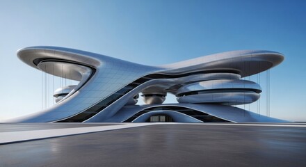 Fototapeta premium Modern and futuristic architectural design with smooth curves