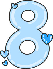 Number 8 – Childlike Number Eight Hand Drawn Clipart for Flashcards and Wall Art