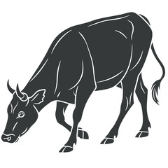 black silhouette of a cow