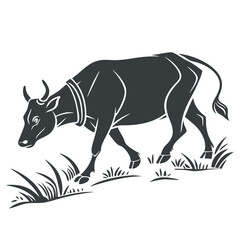 black and white vector illustration of a bull