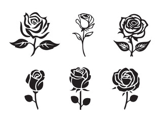 Black Rose Vector Bundle – Vintage Flower Design Elements