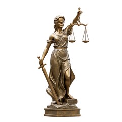 Obraz premium statue of a woman with scales as a symbol of justice, 3d render illustration, isolated on white background