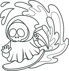 Illustration of cute skull ghost icon.
Funny skull ghost in activities stickers.
Angel of death cute elements.
