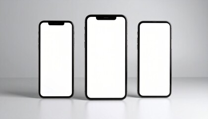 A black-framed smartphone stands upright on a pale surface with a blank white screen—evoking modern stillness, interface neutrality, and digital readiness.