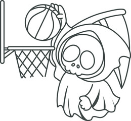 Illustration of cute skull ghost icon.
Funny skull ghost in activities stickers.
Angel of death cute elements.