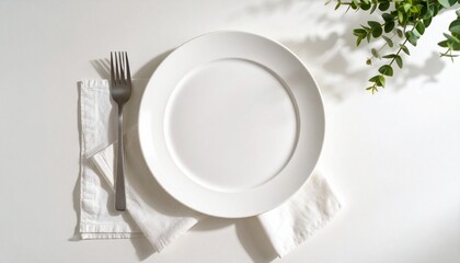 A smooth white ceramic plate centered on a white background—pure, minimal, and quietly expressive with soft form and tonal simplicity.