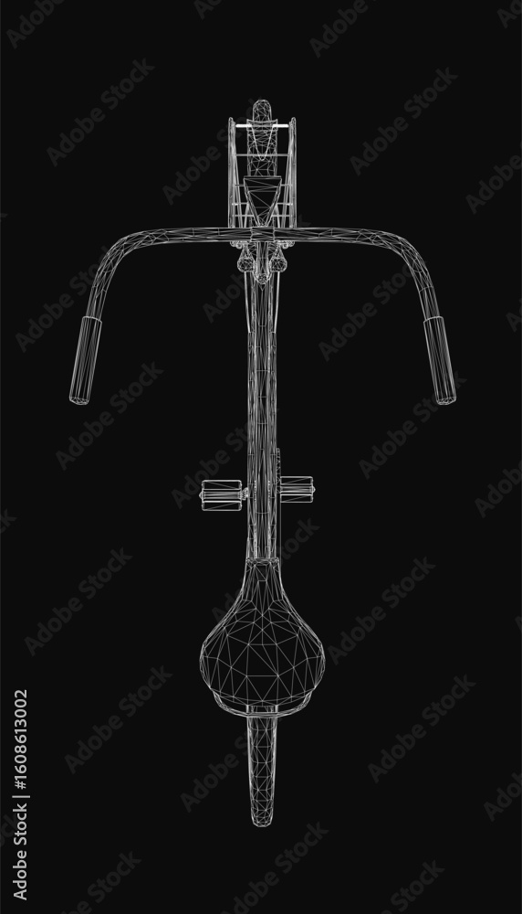 Aufkleber a wireframe 3d model of a retro bicycle cross on a black background features intricate details like 
