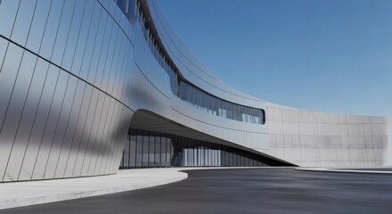 Modern curved architectural building with smooth lines and large windows