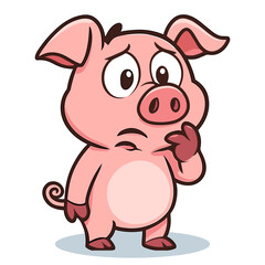 Cartoon pig sad illustrations mascot