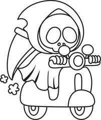 Illustration of cute skull ghost icon.
Funny skull ghost in activities stickers.
Angel of death cute elements.