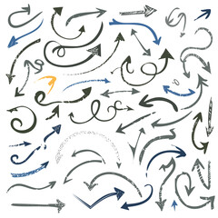 Fototapeta premium Dynamic hand-drawn arrow collection guiding direction and progress with modern style