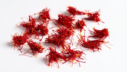 Obraz premium Deep red and orange saffron threads in a tangled pile—evoking luxury, aroma, and the artisanal beauty of the world’s most precious spice.