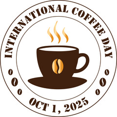 International Coffee Day 2025 Logo Celebrate on October 1st