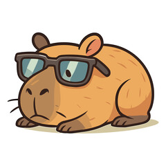 Cartoon capybara with sunglasses cool mascot illustrations