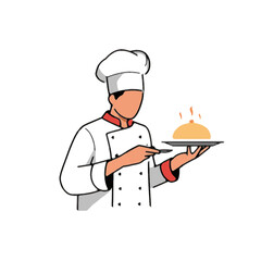 vector illustration of chef serving food