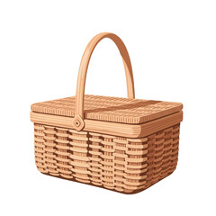 Empty Traditional Wicker Picnic Basket with Lid and Handle, Perfect for Autumnal Equinox, Fall Harvest Gatherings, and Outdoor Seasonal Picnics