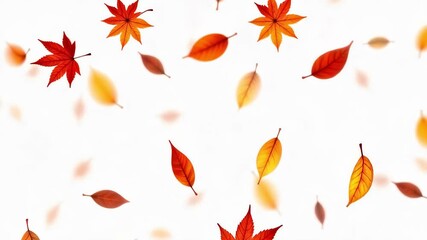 Vibrant autumn leaves gently falling against a transparent backdrop, creating a stunning 4k video with soft, captivating motion for elegant visuals - Powered by Adobe