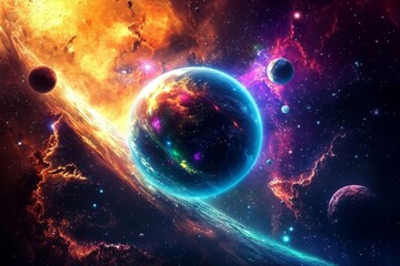 Obraz premium Stunning cosmic imagery with an array of bright celestial bodies.