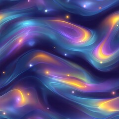 Seamless Colorful abstract waves with glowing effects and a deep, dark background.