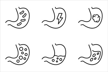 Stomach Icon Set, Simple Medical Illustration Vector Design, on white background.