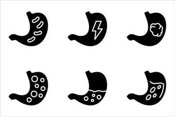 Stomach Icon Set, Simple Medical Illustration Vector Design, on white background.