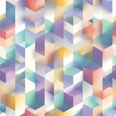 Obraz premium Seamless Colorful abstract geometric pattern with cubes in soft pastel shades.