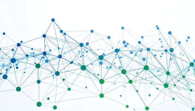 Abstract network of interconnected nodes forming a wave-like pattern